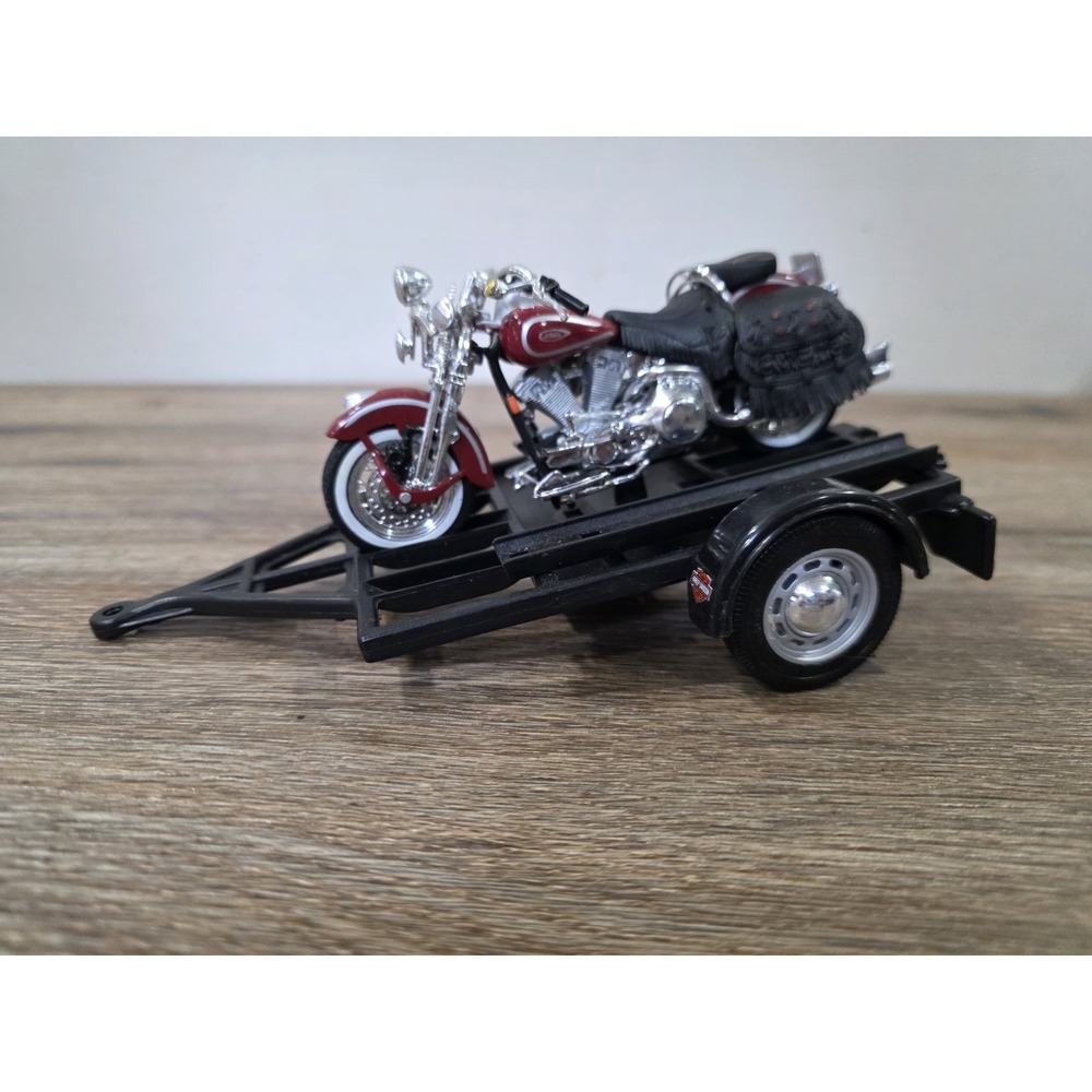 Maisto 1:18 Harley Davidson Motorcycle Bike Tow & Show With Trailer Vintage Rare